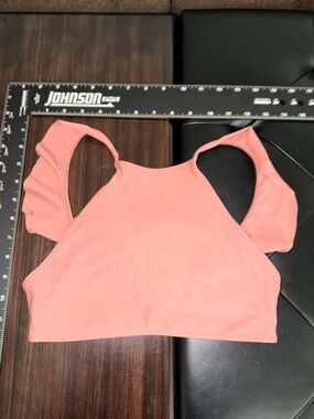 aerie Coral High-Neck Crop Top